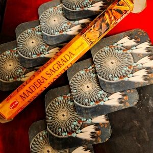 Set of eight rubber coasters with dreamcatcher print